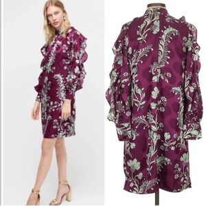 J. Crew collection Women's Ruffle Sleeve High Neck Shift Dress